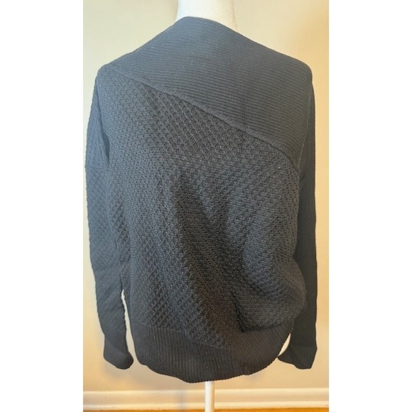 St. John Wool Mixed Stitch Sweater Large Textured Ribbed Knit Black